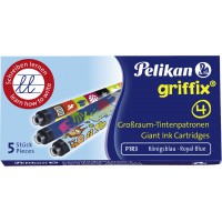 Rašalo kapsulės Pelikan GRIFFIX (mėlynos sp.) Rašalo kapsulės Pelikan GRIFFIX (mėlynos sp.)